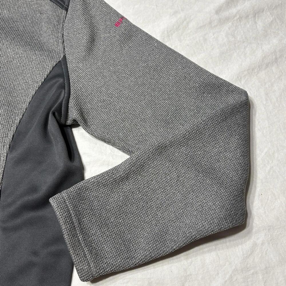 Spyder Women's Large Waffle Knit Fleece Lined Jacket Gray Pink Full Zip Hooded - Picture 9 of 14